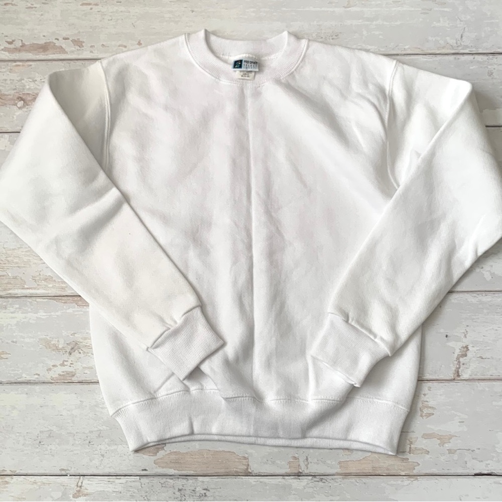 Girls 14/16 Prospirit Plain White Crewneck Sweatshirt Sweater Cotton Blend 14 16